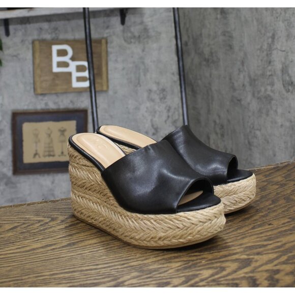 INC International Concepts Womens Cicily Espadrille Wedge Sandal Black 8M - Picture 1 of 11